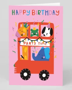 Raspberry Blossom Birthday|Birthday Cards*Animal Party Time Bus Birthday Card | Ohh Deer