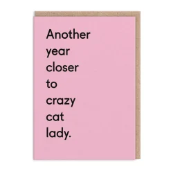 Twin Pines Birthday Cards*Another Year Closer To Crazy Cat Lady Greeting Card - Ohh Deer