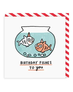 Gemma Correll Birthday Cards*Birthday Fishes To You Square Card | Ohh Deer