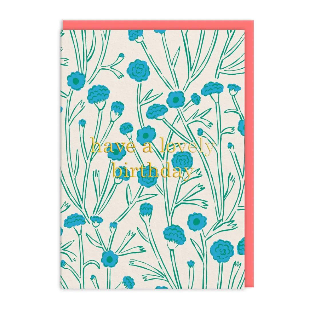 Emily Taylor Birthday Cards*Blue Floral Have A Lovely Birthday Card - | Ohh Deer