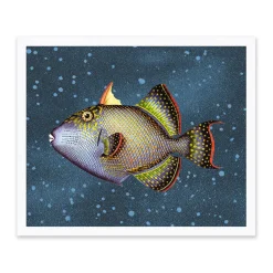 Ohh Deer Prints*Blue Triggerfish Riso Print (12x10)