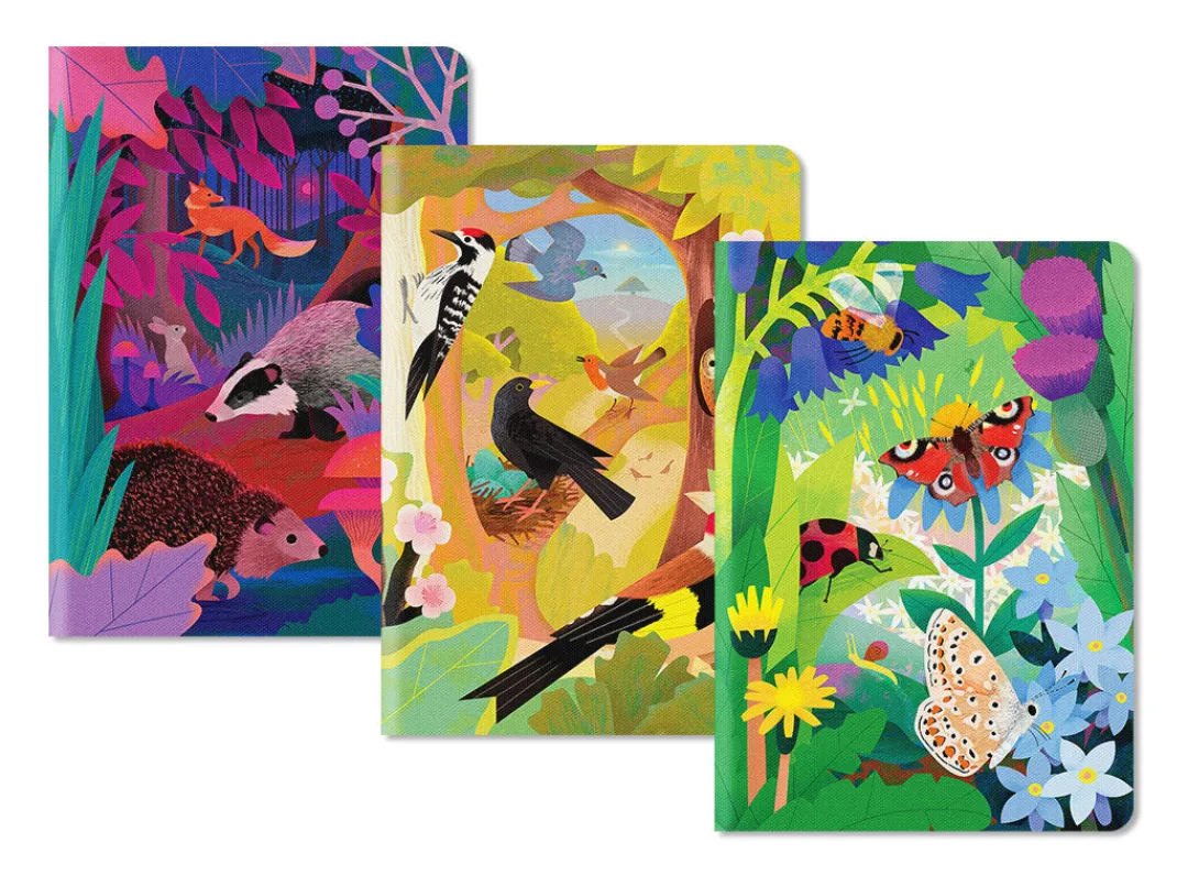 Natasha Durley Premium Notebooks|Stationery Gifts*British Wildlife 3x Stitched Notebook Set (A5 Mini)