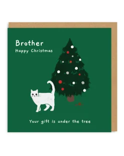 Ken The Cat Christmas Cards*Brother - Your Gift is Under the Tree Christmas Card | Ohh Deer