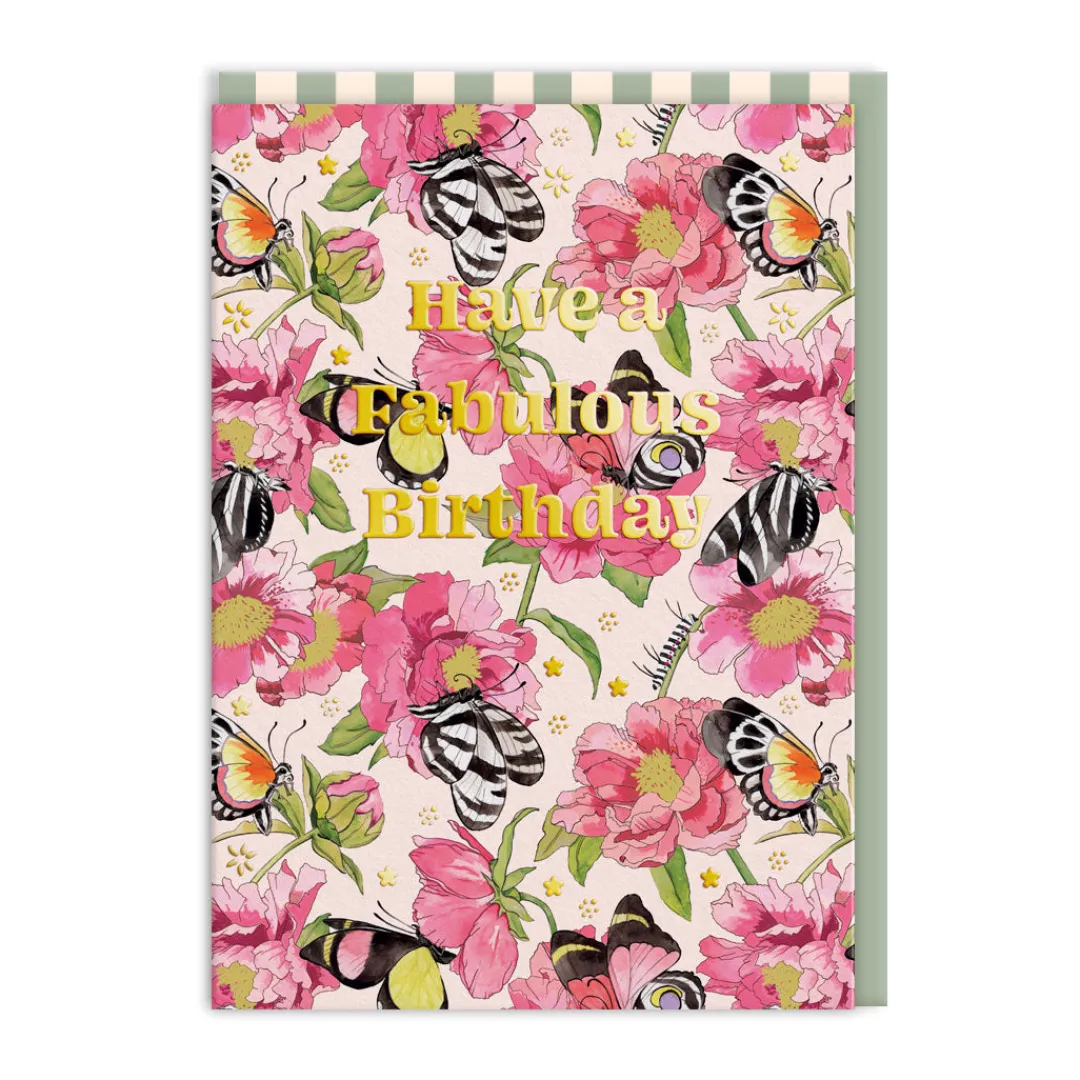Cath Kidston Birthday Cards*Butterflies And Peonies Fabulous Birthday Card