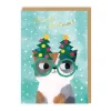 Angela Rozelaar Christmas Cards*Cat In Tree Glasses Christmas Card 🐱 💌 | Ohh Deer