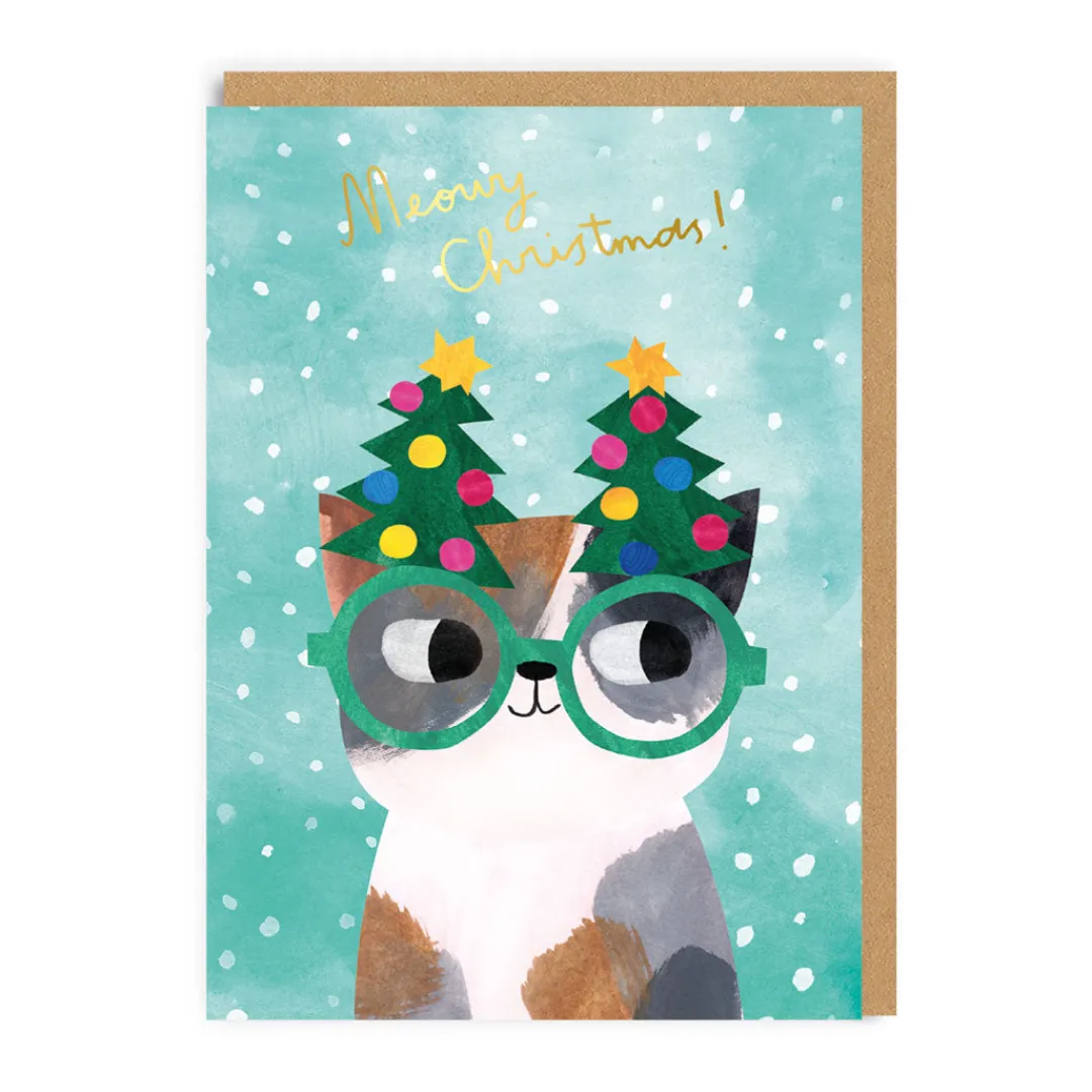 Angela Rozelaar Christmas Cards*Cat In Tree Glasses Christmas Card 🐱 💌 | Ohh Deer