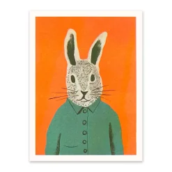 Ohh Deer Prints*Cute Neon Rabbit Riso Print (8x6)