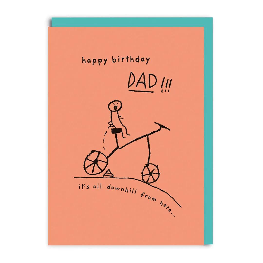 Ohh Deer Birthday Cards*Dad It's All Downhill From Here Birthday Card |