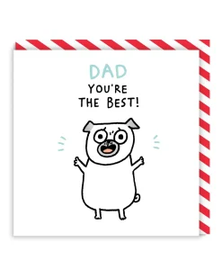 Gemma Correll Father's Day Cards|Birthday Cards*Dad You're The Best! Pug Greeting Card