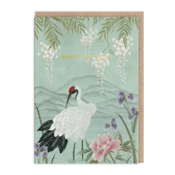 Diane Hill Birthday Cards*- Crane And Mountain Birthday Card | Ohh Deer