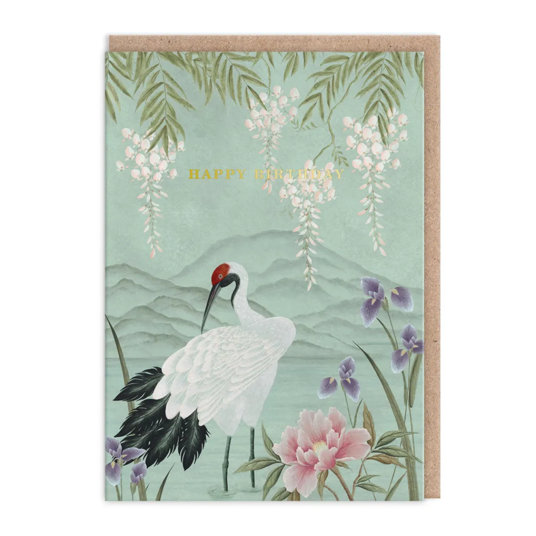 Diane Hill Birthday Cards*- Crane And Mountain Birthday Card | Ohh Deer