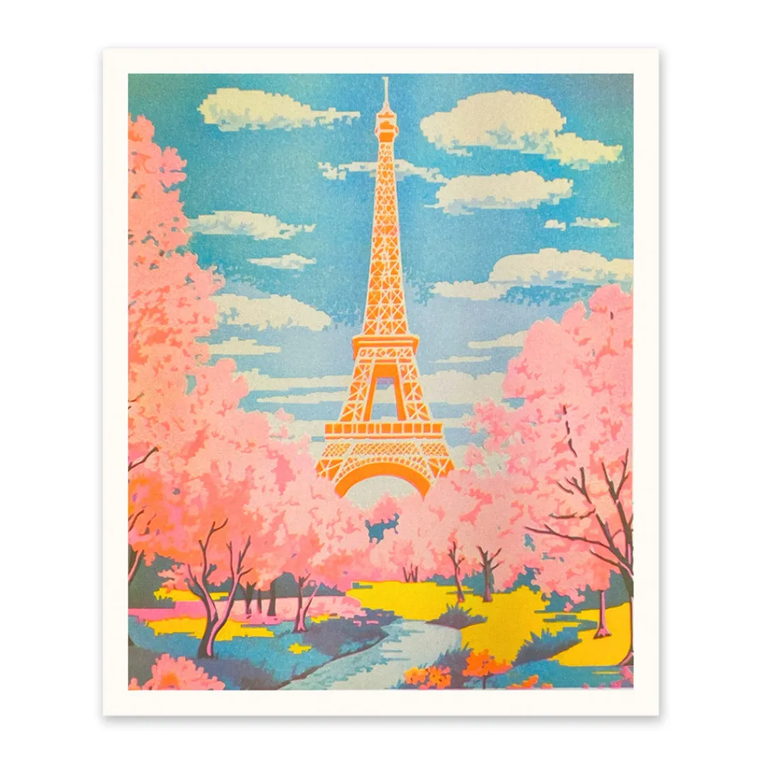 Ohh Deer Prints*Eiffel Tower Riso Print (12x10)