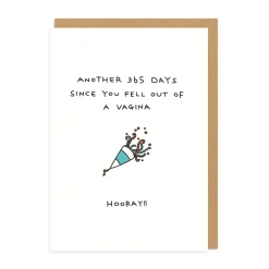 Paul Gandhi Birthday Cards*Fell Out Of A Vagina Birthday Greeting Card
