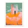 Ohh Deer Prints*Figure and Tower In The Clouds Riso Print (8x6)