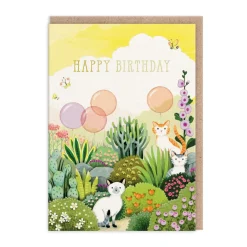 Joo Joo Paper Birthday Cards*Garden Cats Birthday Card