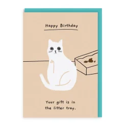 Ken The Cat Birthday Cards*Gift Is In The Litter Tray Birthday Card | Ohh Deer