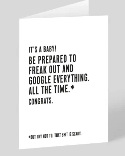 Huckleberry Letterpress Co. Congratulations|New Arrival*Google Freak Out New Baby Card | Ohh Deer