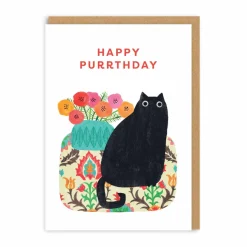 Angela Rozelaar Birthday Cards*Happy Purrthday Black Cat Birthday Card | Ohh Deer