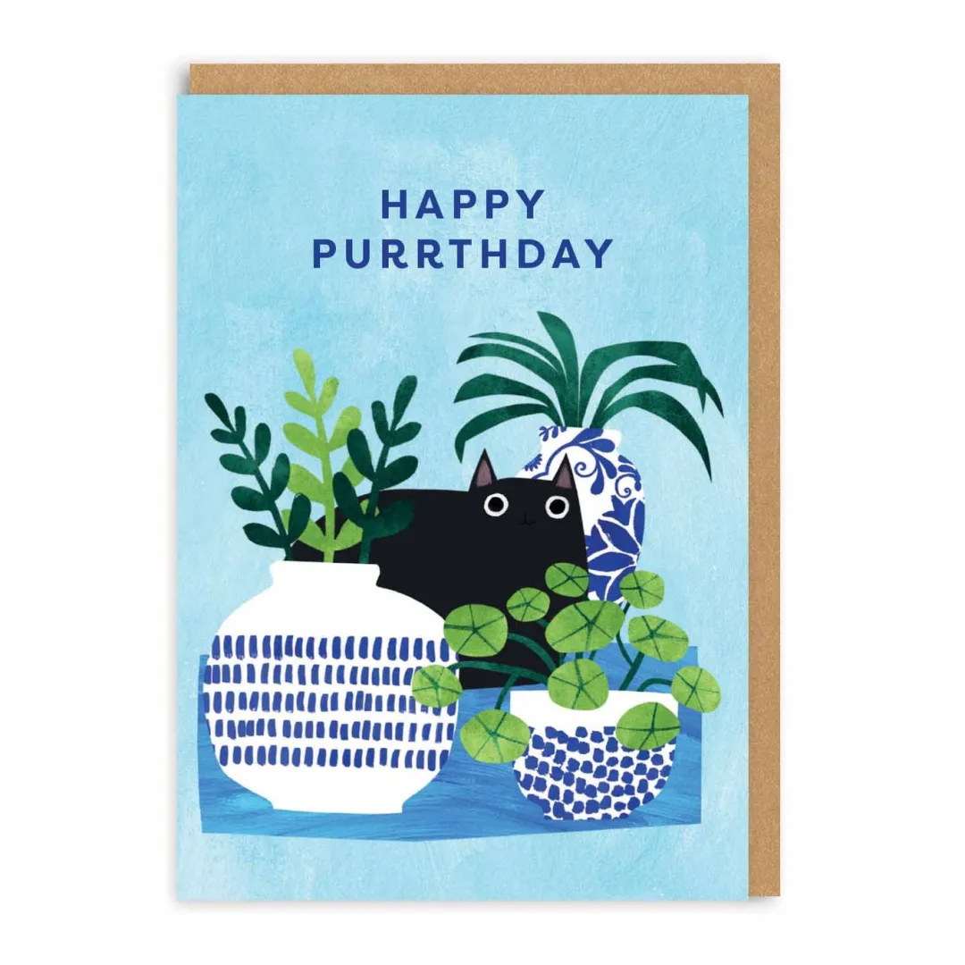 Angela Rozelaar Birthday Cards*Happy Purrthday Vases Birthday Card | Ohh Deer