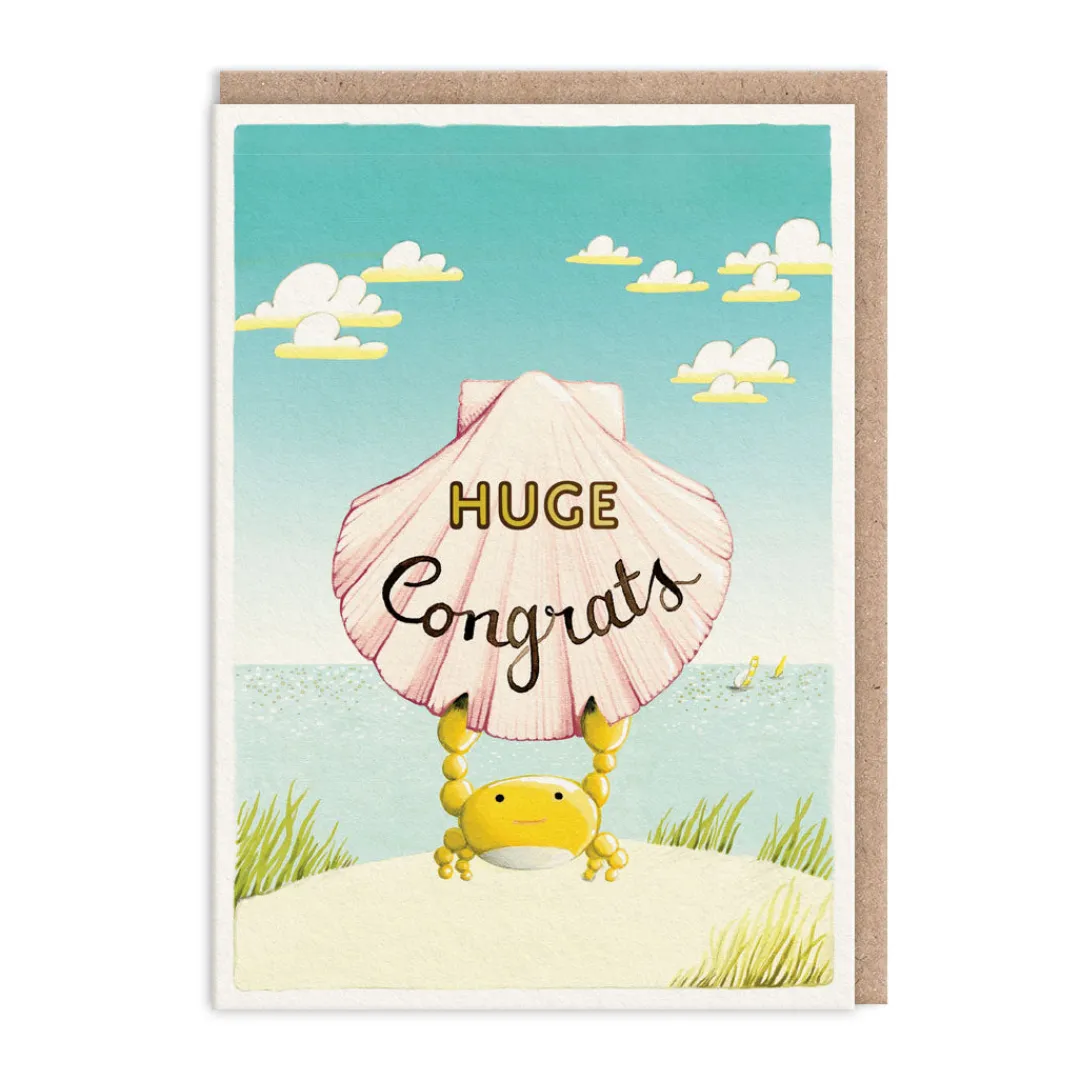 Joo Joo Paper Congratulations*Huge Congrats Crab Greeting Card