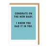 Ohh Deer Congratulations|New Arrival*I Knew You Had It In You New Baby Card |