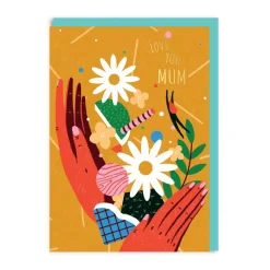 Yukai Du Mother's Day Cards*Love you Mum Flower Hands Greeting Card