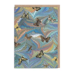 Kaleido Birthday Cards*Marble Butterfly Blue Birthday Card