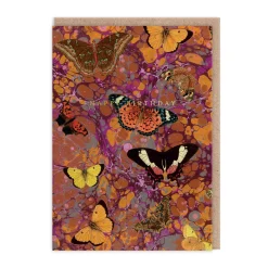 Kaleido Birthday Cards*Marble Butterfly Pink Birthday Card