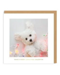 Say Cheese Christmas Cards*Merry Christmas Daughter Cute Puppy Christmas Card | Ohh Deer