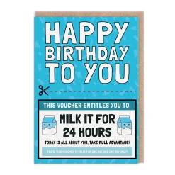 AbiGoLucky Birthday Cards*Milk It For 24 Hours Voucher Birthday Card 🥛 | Ohh Deer