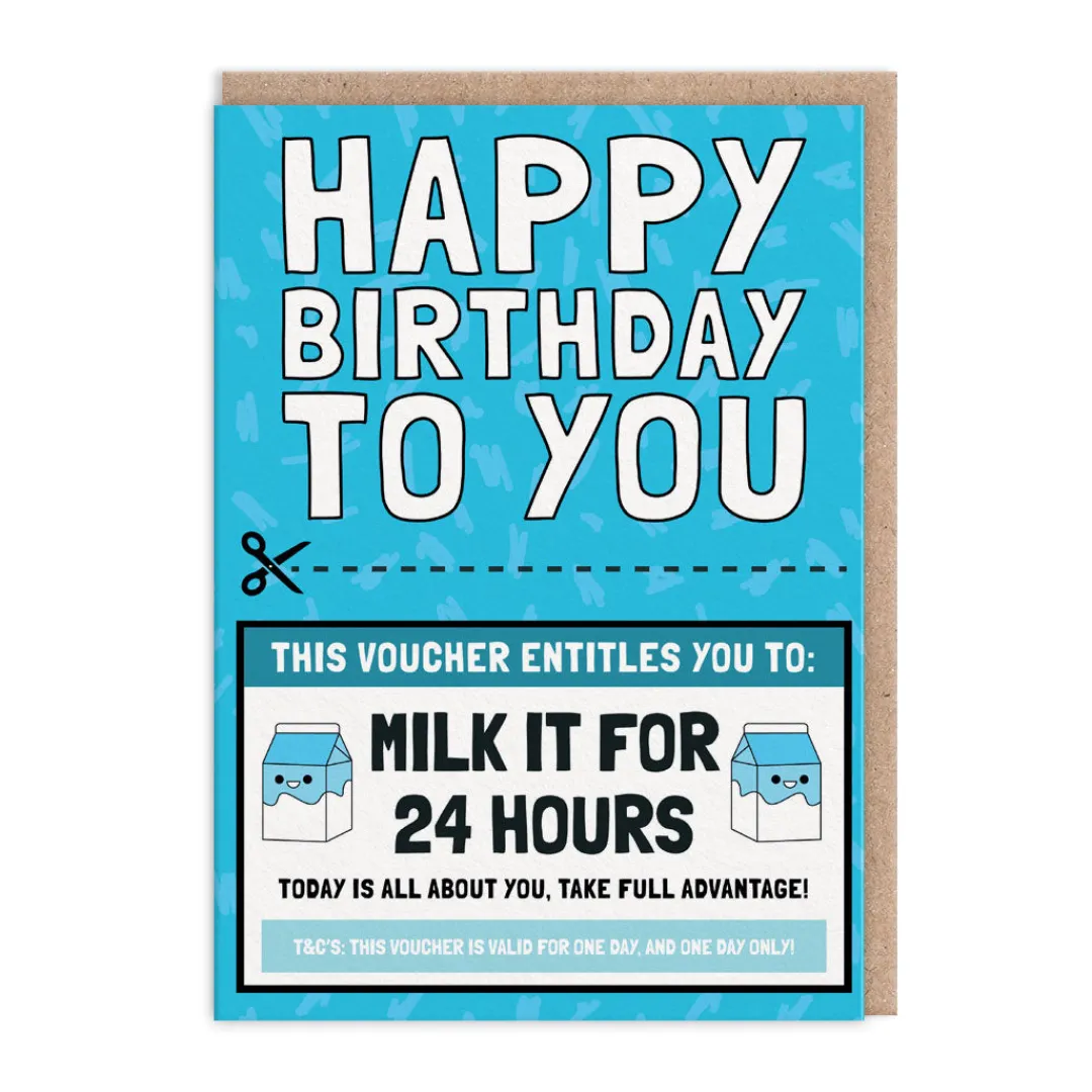 AbiGoLucky Birthday Cards*Milk It For 24 Hours Voucher Birthday Card 🥛 | Ohh Deer