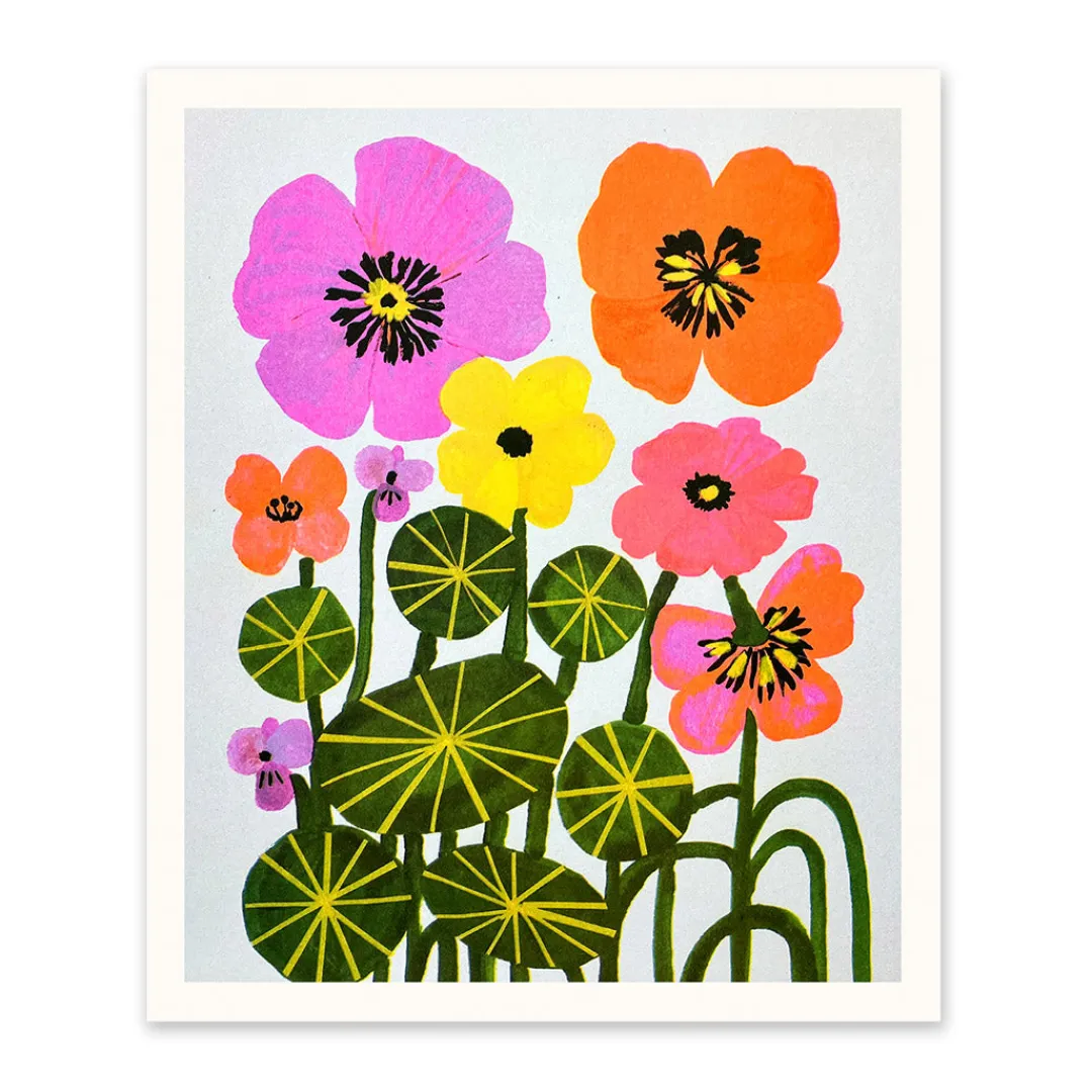 Ohh Deer Prints*Nasturtiums Riso Print (12x10)
