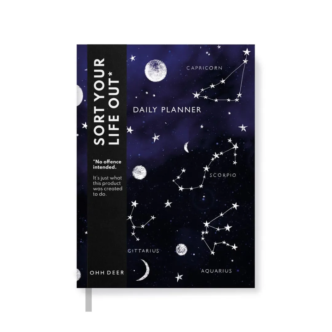 Ohh Deer Daily Planners|Stationery Gifts*Navy Zodiac Star Linen Daily Planner | Journal |