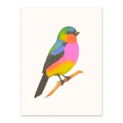 Ohh Deer Prints*Neon Bird on a Branch Riso Print (8x6)