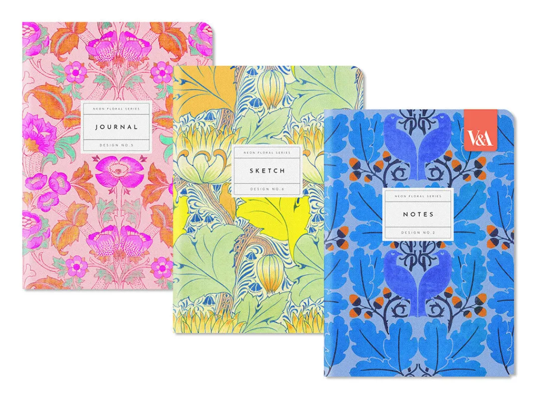 Vu0026A Premium Notebooks|Stationery Gifts*Neon Floral | 3 Pack of A5 Notebooks