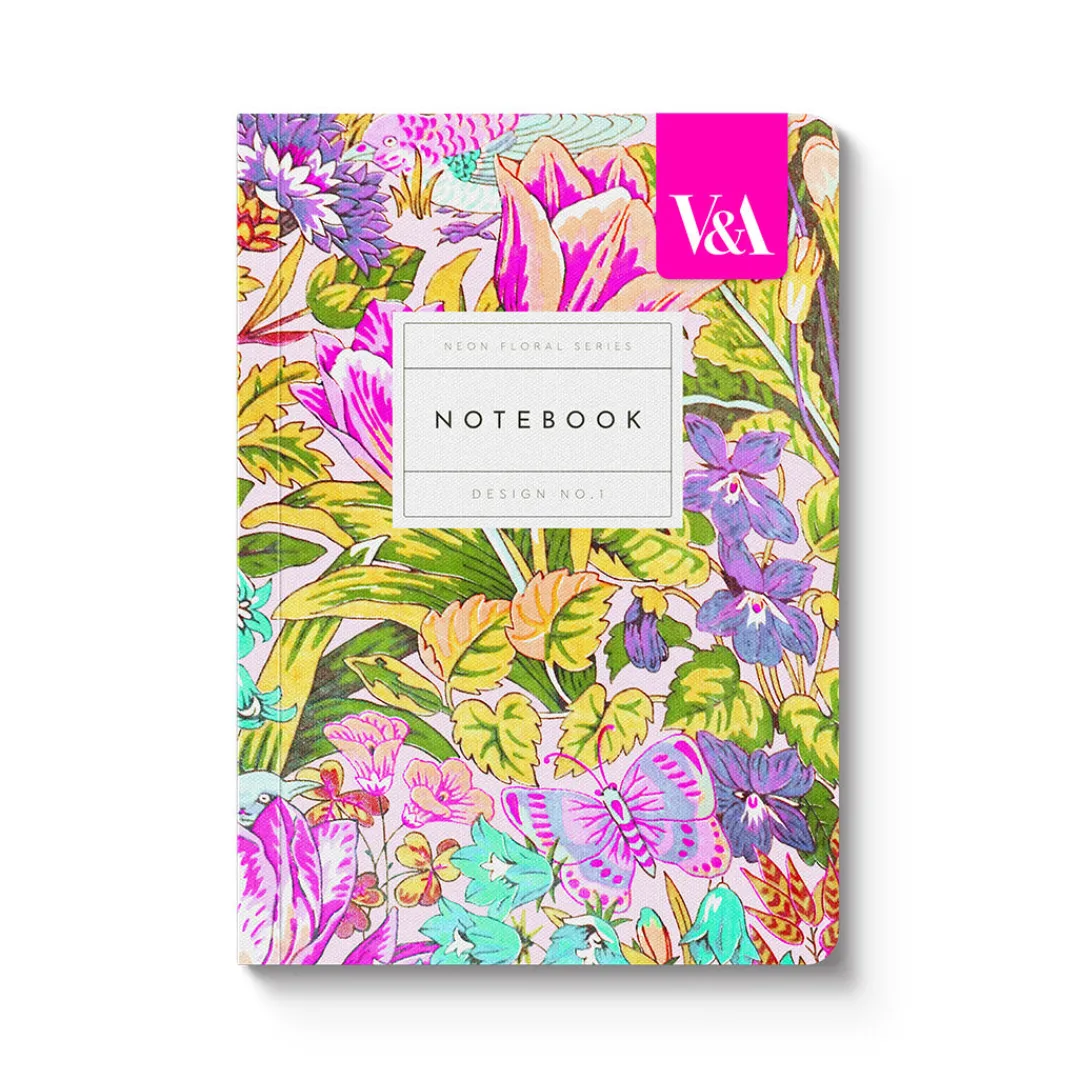Vu0026A Notebooks Under £10|Stationery Gifts*Neon Floral Mawson Tulip A6 Premium Paperback Notebook