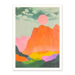 Ohh Deer Prints*Neon Mountains & Sun 1 Riso Print (8x6)