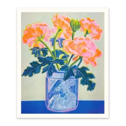 Ohh Deer Prints*Neon Peonies Riso Print (12x10)