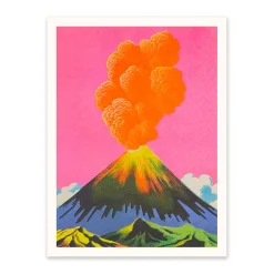 Ohh Deer Prints*Neon Volcanoes 3 Riso Print (8x6)