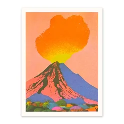 Ohh Deer Prints*Neon Volcanoes 5 Riso Print (8x6)