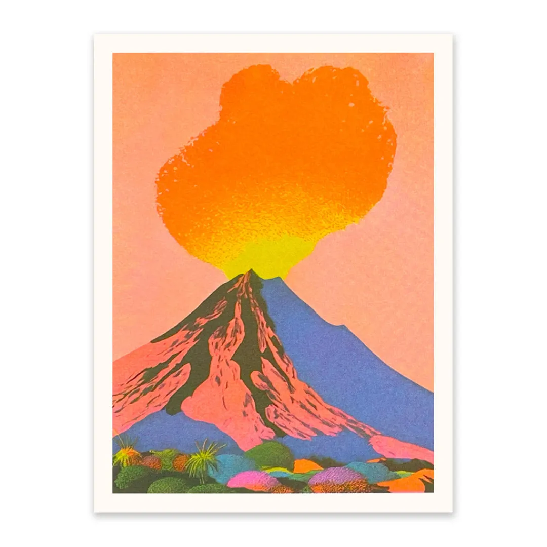 Ohh Deer Prints*Neon Volcanoes 5 Riso Print (8x6)