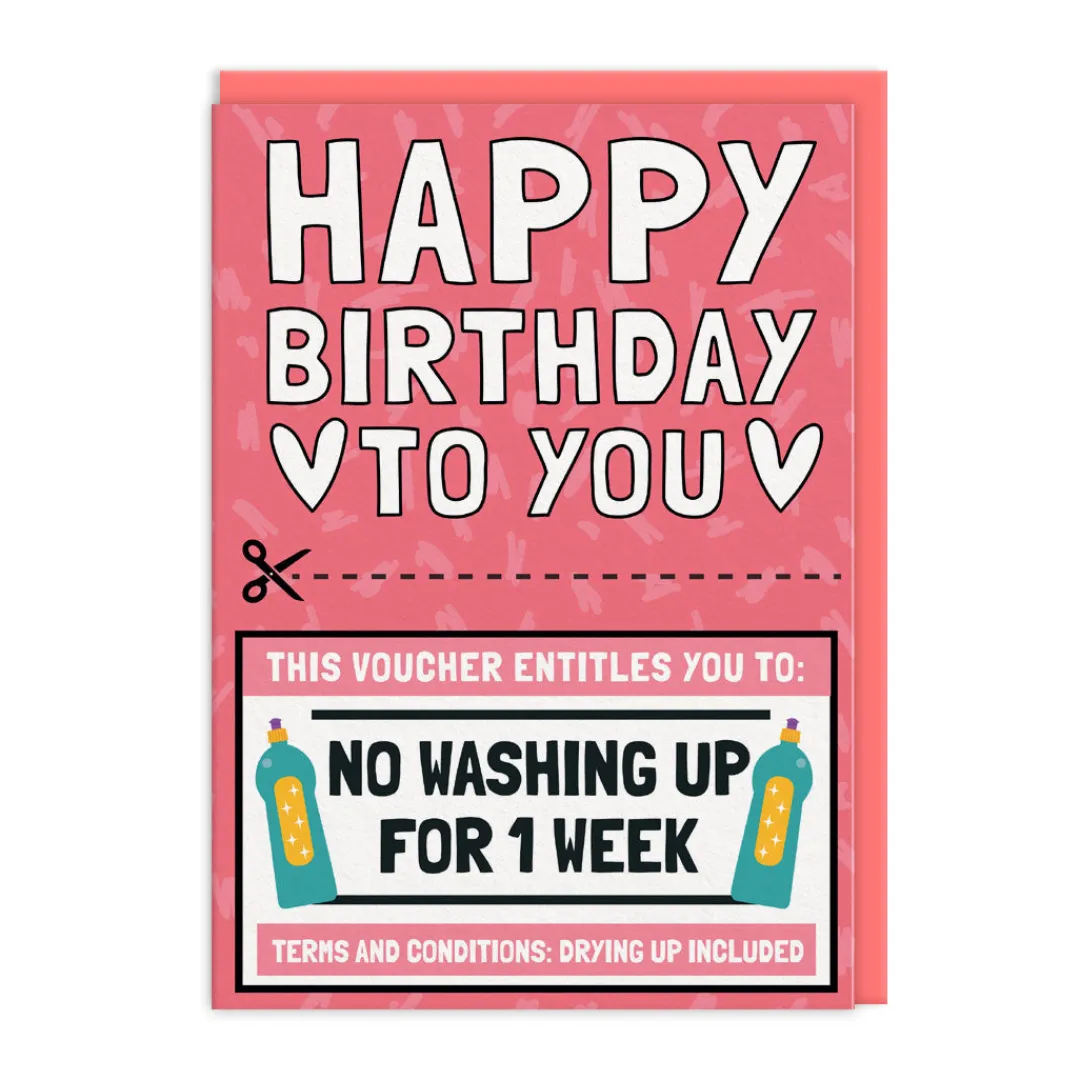 AbiGoLucky Birthday Cards*No Washing Up Voucher Birthday Card 🍽️ | Ohh Deer