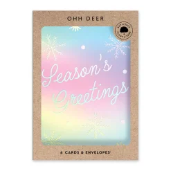 Ohh Deer Christmas Cards*Pack of 6 Christmas Cards - Seasons Greetings Holographic