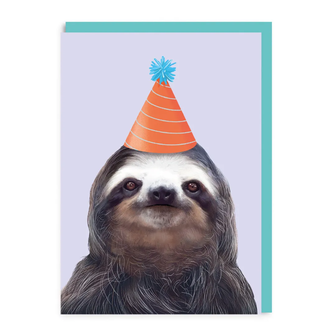 Ohh Deer Congratulations|Birthday Cards*Party Hat Sloth Greeting Card |