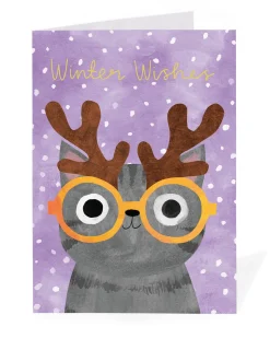 Ohh Deer Christmas|Christmas Cards*Personalised Antlers Cat Christmas Card |