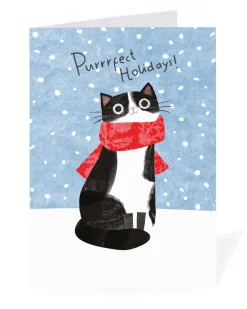 Ohh Deer Christmas|Christmas Cards*Personalised Black and White Cat Red Scarf Christmas Card |