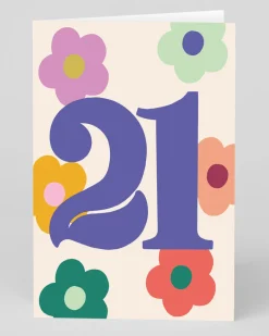 Raspberry Blossom Birthday|Birthday Cards*Personalised Bold Floral 21st Birthday Card