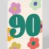 Raspberry Blossom Birthday|Birthday Cards*Personalised Colourful Bold Floral Numbers 90th Birthday Card | Ohh Deer