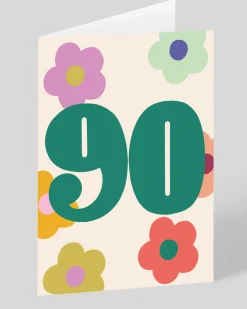 Raspberry Blossom Birthday|Birthday Cards*Personalised Colourful Bold Floral Numbers 90th Birthday Card | Ohh Deer