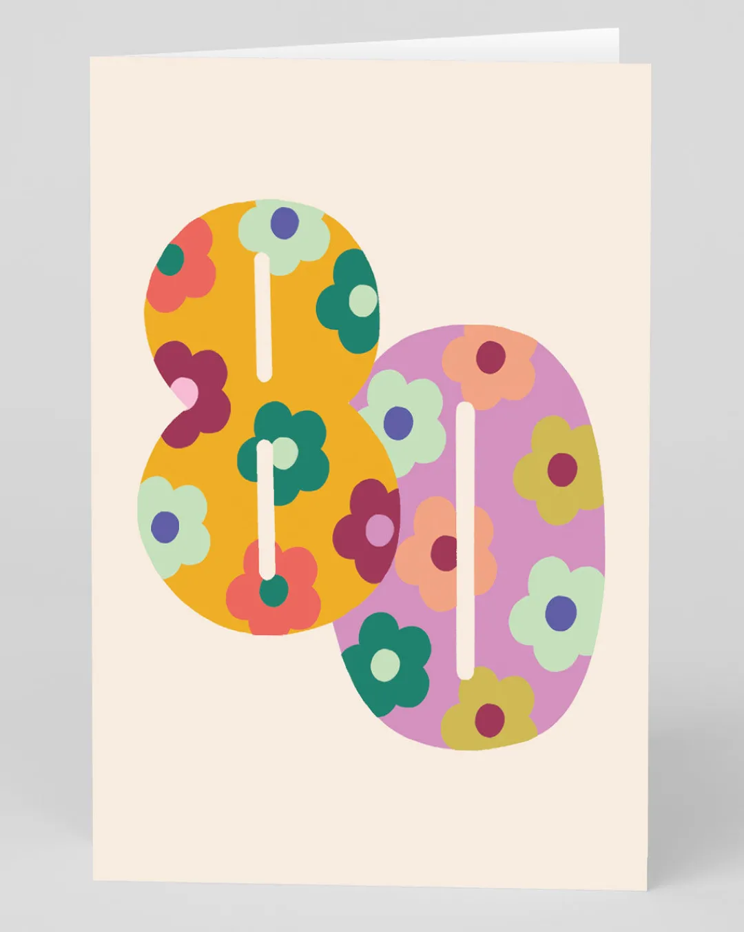 Raspberry Blossom Birthday|Birthday Cards*Personalised Colourful Floral Numbers 80th Birthday Card | Ohh Deer